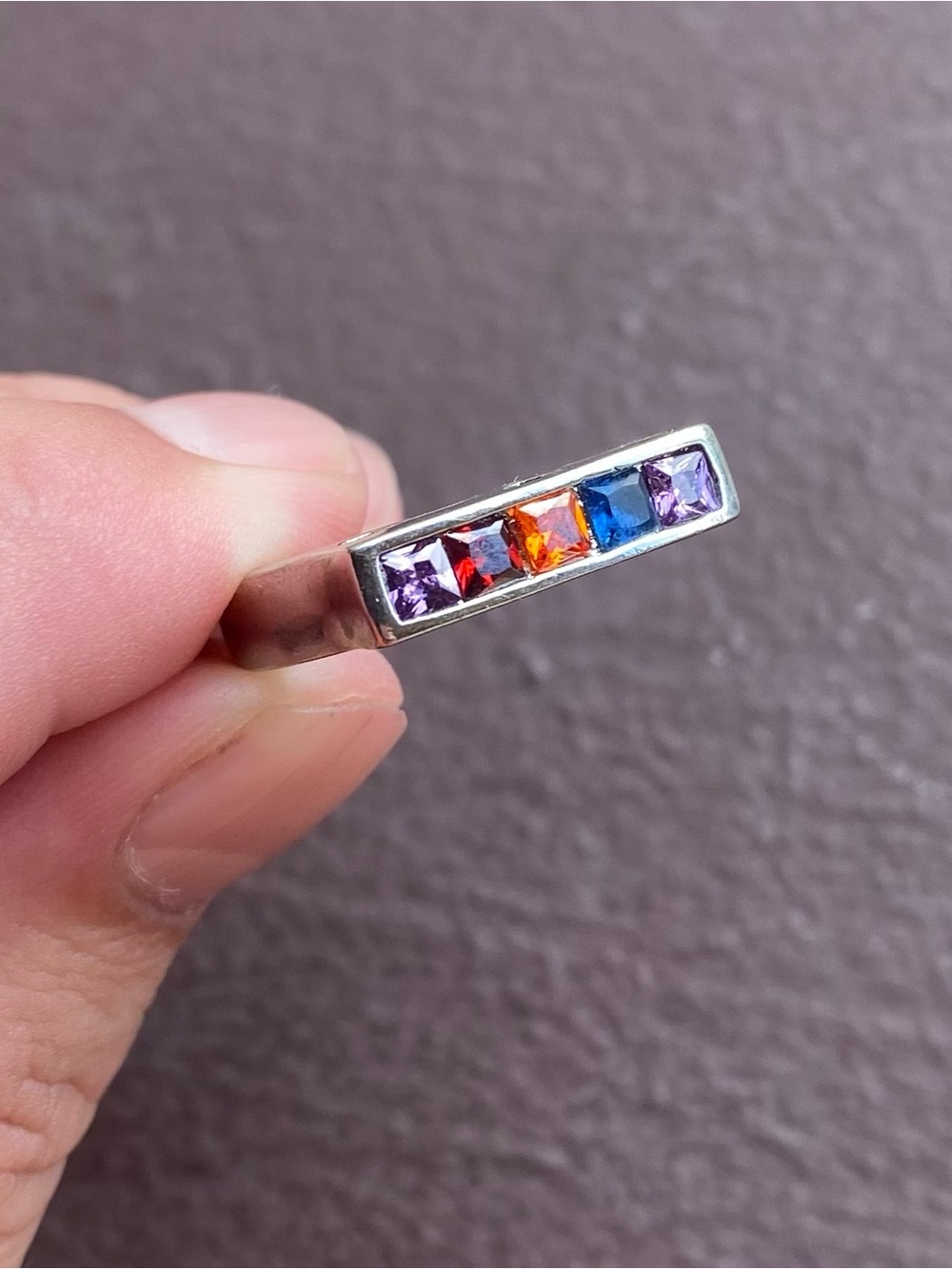 Multi-Color Cubic Zirconium Stones (Stamped S925) Ring Size 9.5
